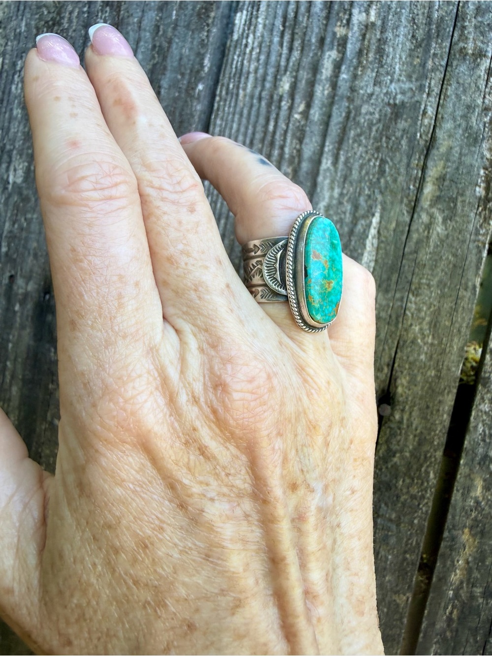 Award Winning Navajo Artist Sunshine Reeves Turquoise Sterling Silver Ring